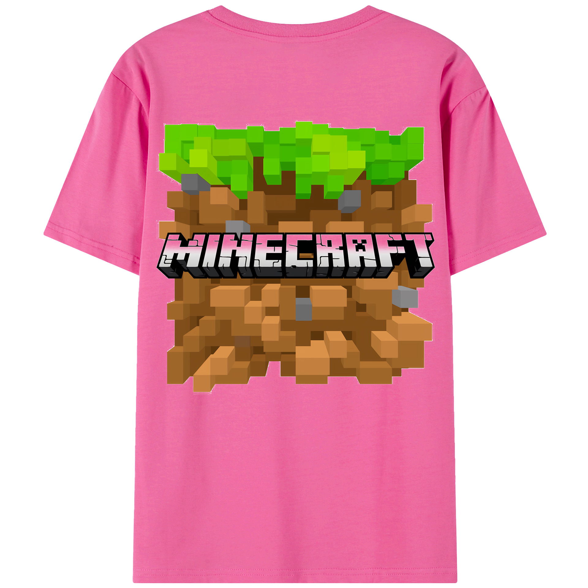 （画像用） マインクラフト ブロックの世界 Minecraft MC Block world レディース半袖Tシャツ(バックプリント)
